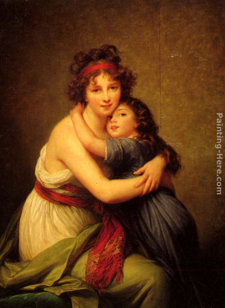 Madame Vigee-Le Brun et sa fille painting - Elisabeth Louise Vigee-Le Brun Madame Vigee-Le Brun et sa fille art painting